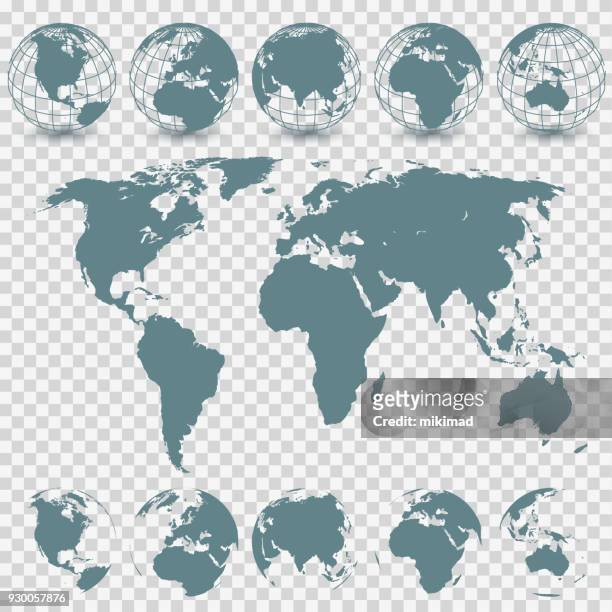 globe set and world map - western europe stock illustrations