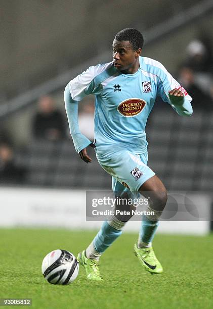 Liam Davis of Northampton Town in action during the Johnstone's Paint Trophy Southern Area Quarter Final Match between MK Dons and Northampton Town...