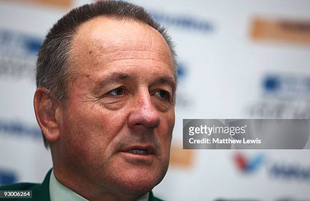 Tim Sheens, Coach of the VB Kangaroos Australian Rugby League Team pictured during a press conference ahead of the Gillette Four Nations Final at...