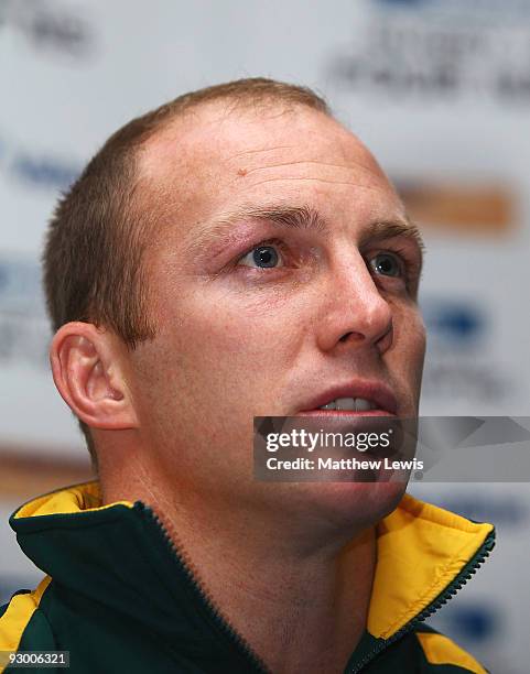 Darren Lockyer of the VB Kangaroos Australian Rugby League Team pictured during a press conference ahead of the Gillette Four Nations Final at Elland...