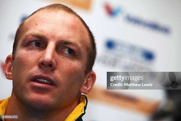 Darren Lockyer of the VB Kangaroos Australian Rugby League Team pictured during a press conference ahead of the Gillette Four Nations Final at Elland...