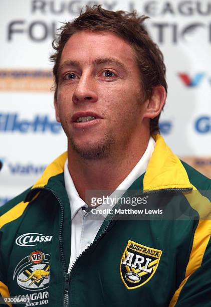 Kurt Gidley of the VB Kangaroos Australian Rugby League Team pictured during a press conference ahead of the Gillette Four Nations Final at Elland...