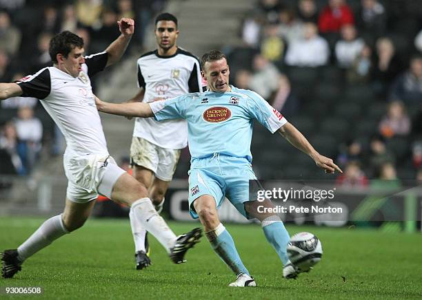 Andy Holt of Northampton Town in action during the Johnstone's Paint Trophy Southern Area Quarter Final Match between MK Dons and Northampton Town at...