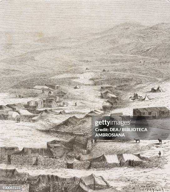 The Placilla in 1871, district of Caracoles, Chile, drawing by Thomas Taylor from a photograph, from The Atacama Desert and Caracoles , 1870 -1874,...