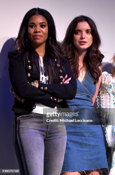 Actresses Regina Hall and Dylan Gelula take part in a Q&A following the "Support The Girls" premiere during the 2018 SXSW Conference and Festivals at...