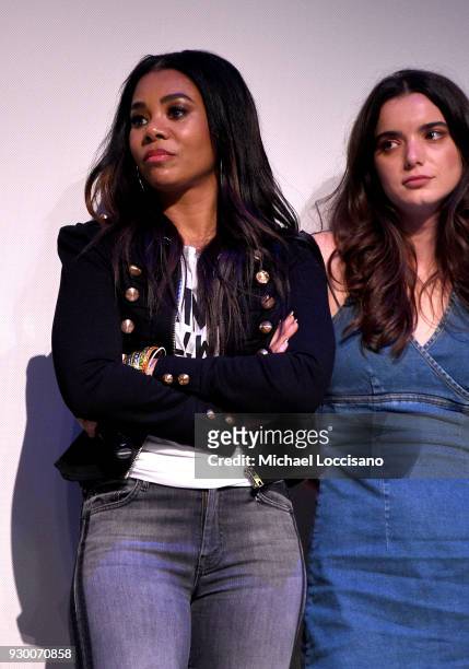 Actresses Regina Hall and Dylan Gelula take part in a Q&A following the "Support The Girls" premiere during the 2018 SXSW Conference and Festivals at...