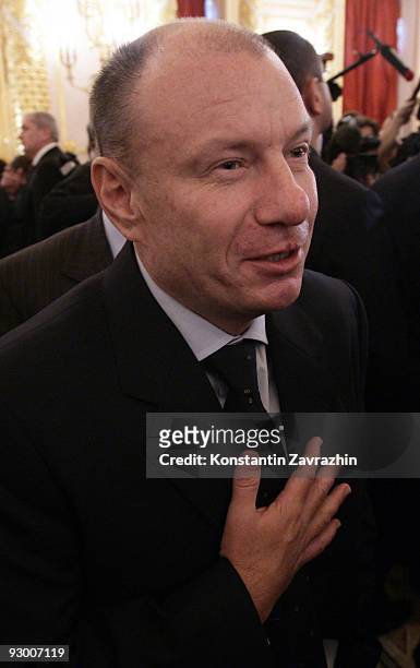 Russian billionaire and businessman Vladimir Potanin during an annual address given by Russian President Dmitry Medvedev to the Federal Assembly on...