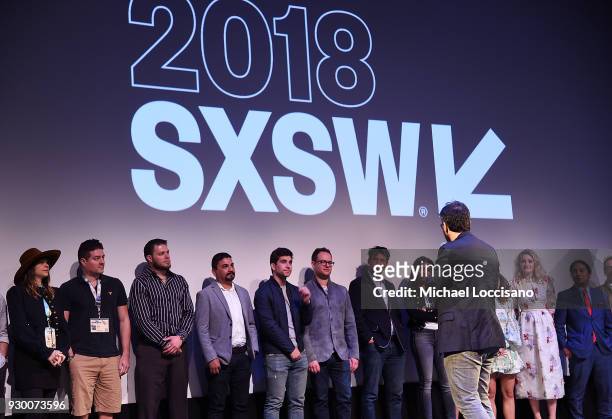The cast and crew of "Support The Girls" takes part in a Q&A following the premiere for the movie during the 2018 SXSW Conference and Festivals at...
