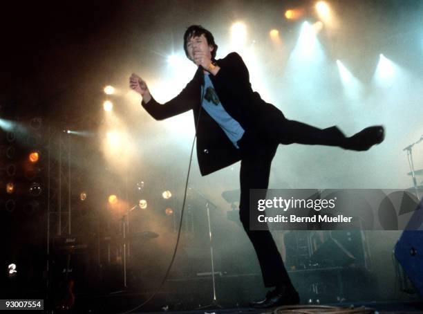 Jarvis Cocker of Pulp performs on stage at Roskilde Festival on June 28th 1998 in Denmark.