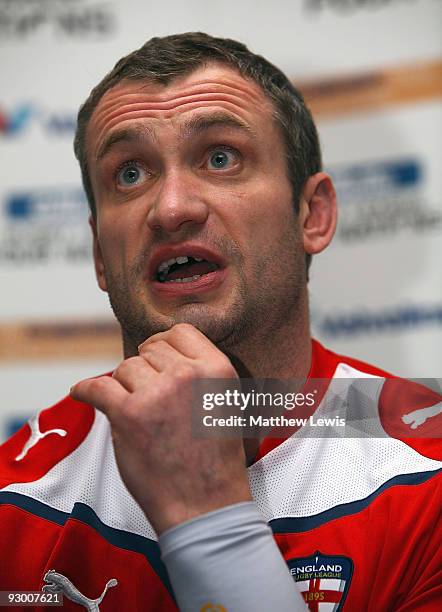 Jamie Peacock of the England Rugby League Team pictured during a press conference ahead of the Gillette Four Nations Final at Elland Road on November...