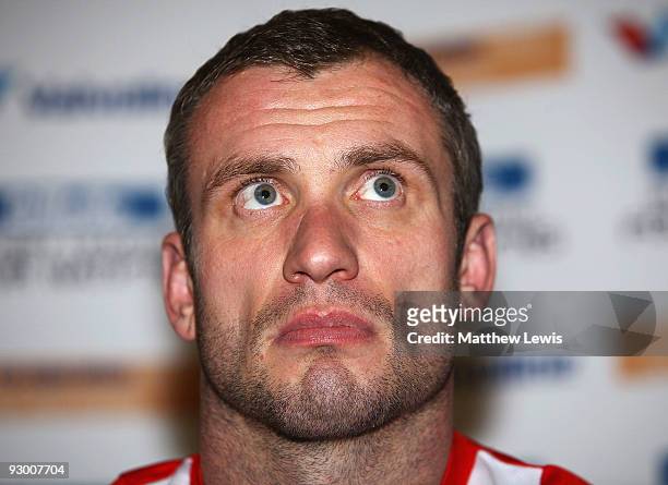 Jamie Peacock of the England Rugby League Team pictured during a press conference ahead of the Gillette Four Nations Final at Elland Road on November...