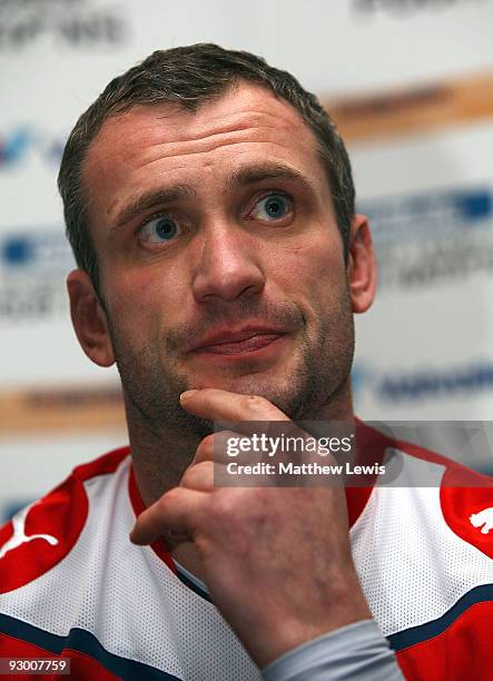Jamie Peacock of the England Rugby League Team pictured during a press conference ahead of the Gillette Four Nations Final at Elland Road on November...