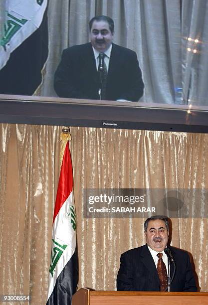 Iraqi Foreign Minister Hoshyar Zebari speaks to the press in Baghdad on November 12, 2009. Zebari spoke about security issues following a spate of...