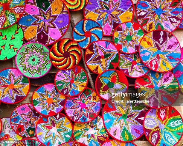 multi-colored baskets in a market, axum, ethiopia - axum - fotografias e filmes do acervo