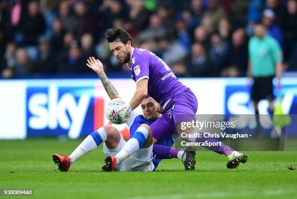 Bolton Wanderers' Will Buckley vies for possession with Sheffield Wednesday's Jack Hunt during the Sky Bet Championship match between Sheffield...