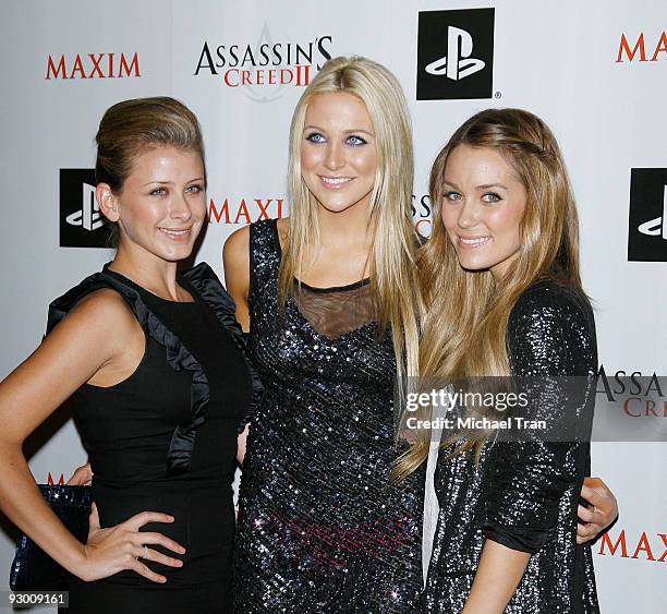 Lauren Bosworth, Stephanie Pratt and Lauren Conrad arrive to Maxim and Ubisoft launch party of "Assasin's Creed II" held at Voyeur on November 11,...