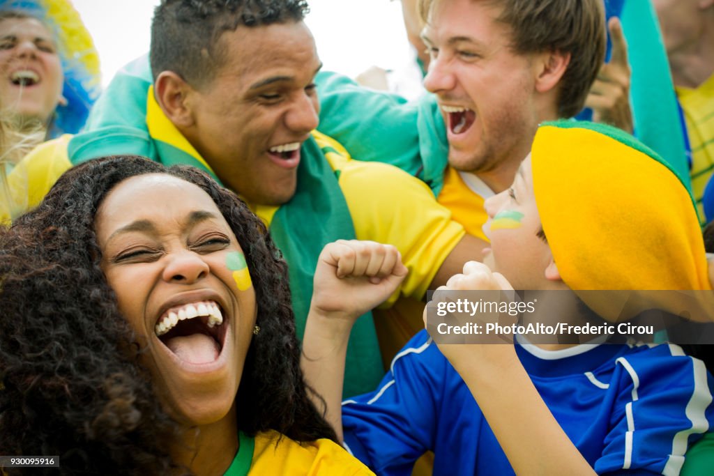 Brazilin Fans Brazilian Football Fans Celebrating Victory At Match High-Res Stock ...