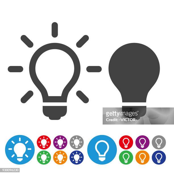 idee und inspiration ikonen - grafik icon serie - glühbirne stock-grafiken, -clipart, -cartoons und -symbole