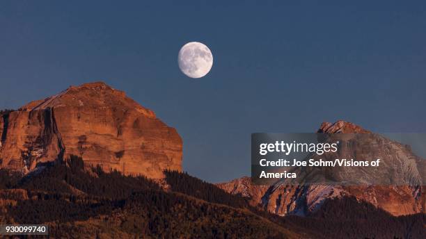 Moon Rise over Cimarron Mountain Range in southwestern Colorado of the San Juan Mountains in Ouray County.