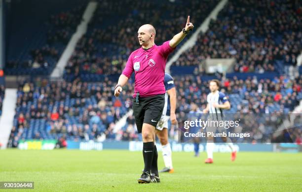 Referee Bobby Madley during the Premier League match between West Bromwich Albion and Leicester City at The Hawthorns, on March 10th, 2018 in West...