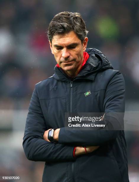 Mauricio Pellegrino, Manager of Southampton looks dejected during the Premier League match between Newcastle United and Southampton at St. James Park...