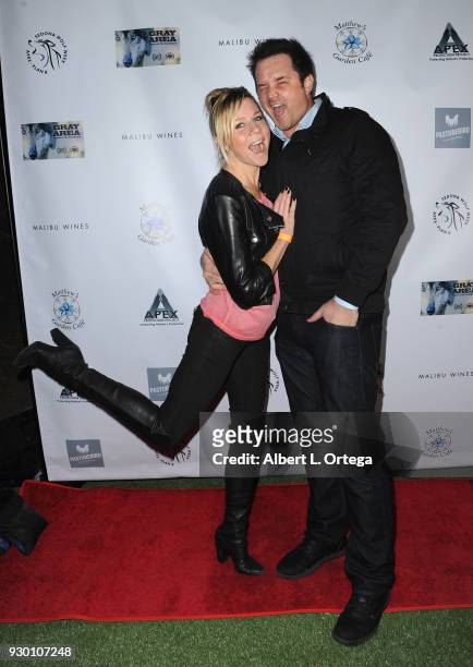 Actress Gigi Edgley and director Jed Luczynski attend the Apex Protection Project's Annual "Wine And Wolves" Fundraiser" held at Malibu Wines on...