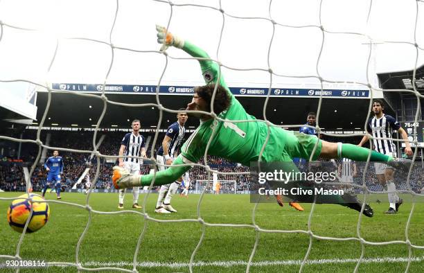 Kelechi Iheanacho of Leicester City scores his side's third goal during the Premier League match between West Bromwich Albion and Leicester City at...