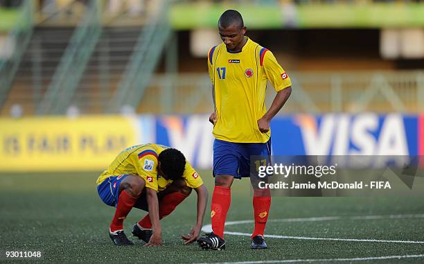 Dejection for Alvaro Hungria of Colombia as Colombia are knocked out of the competition during the FIFA U17 World Cup Semi-Final 1 between Colombia...