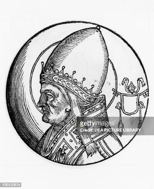 Portrait of Saint Boniface IV , 67th Pope of the Catholic Church from 608, engraving.