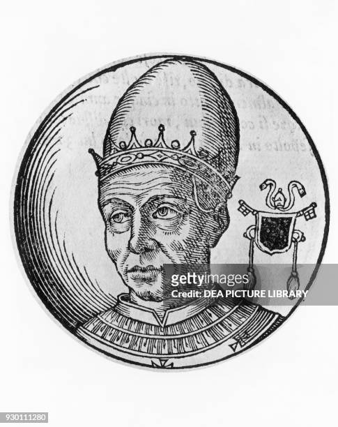Portrait of Saint Paul I , 93rd Pope of the Catholic Church from 757, engraving.