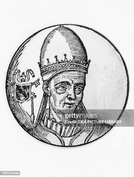 Portrait of Valentine , 100th Pope of the Catholic Church in 827, engraving.