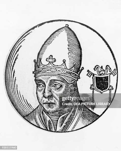 Portrait of Nicholas II , 155th Pope of the Catholic Church from 1059, engraving.