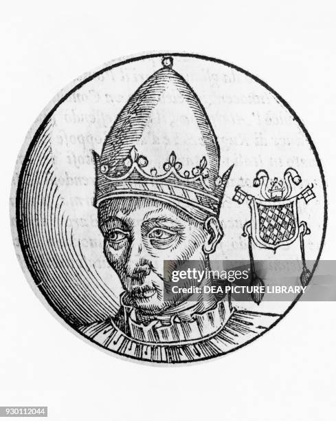 Portrait of Celestine II , 165th Pope of the Catholic Church from 1143, engraving.