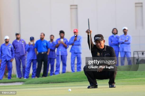 Thaworn Wiratchant of Thailand in action during the final round of the Sharjah Senior Golf Masters presented by Shurooq played at Sharjah Golf &...