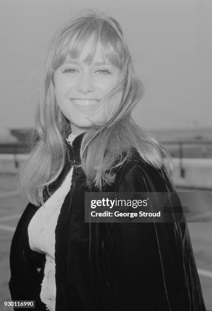 British actress Susan George at Heathrow Airport, London, UK, 25th July 1968.