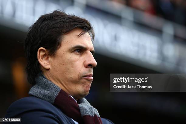 Chris Coleman, manager of Sunderland looks on ahead of the Sky Bet Championship match between Queens Park Rangers and Sunderland at Loftus Road on...