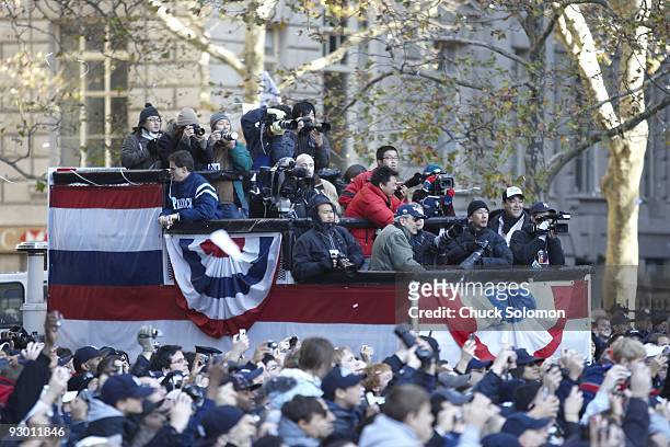 World Series: Championship Parade: View of media photograpahers during New York Yankees Victory Parade at the Canyon of Heroes. New York, NY...