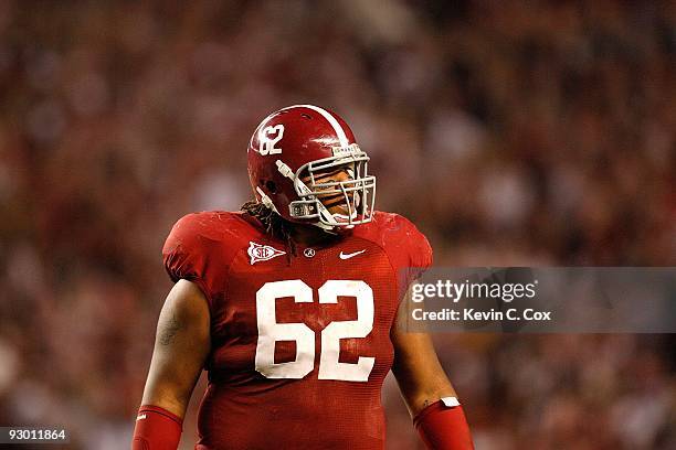 Terrence Cody of the Alabama Crimson Tide against the Louisiana State University Tigers at Bryant-Denny Stadium on November 7, 2009 in Tuscaloosa,...