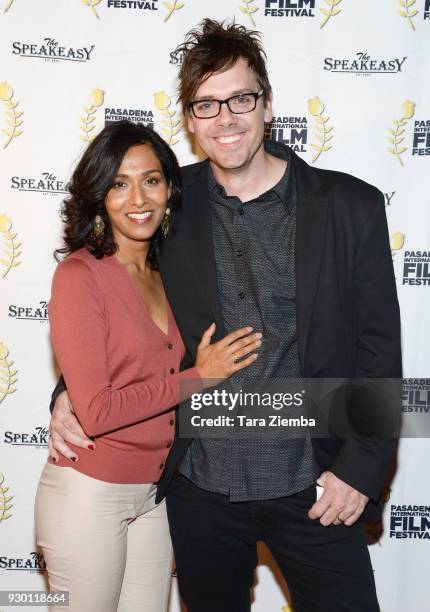 Actress Rekha Sharma and writer/director Matthew Currie Holmes attend Pasadena International Film Festival - 'Buckout Road' premiere at Laemmle...