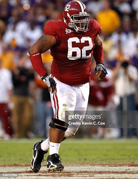 Terrence Cody of the Alabama Crimson Tide against the Louisiana State University Tigers at Bryant-Denny Stadium on November 7, 2009 in Tuscaloosa,...