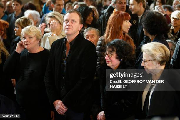 Claude Francois' ex-wife Isabelle Foret, Claude Francois Jr, Claude Francois' cousin Nena Zampunieri and lyricist Vline Buggy attend a church service...