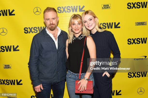 Ben Foster, Melanie Laurent, and Elle Fanning attend the "Galveston" Premiere 2018 SXSW Conference and Festivals at Paramount Theatre on March 10,...