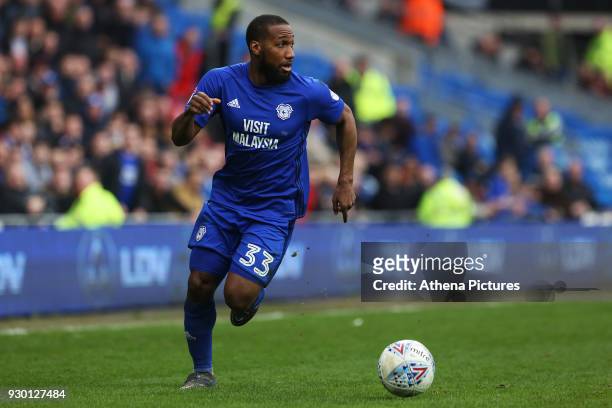 Junior Hoilett of Cardiff City during the Sky Bet Championship match between Cardiff City and Birmingham City at the Cardiff City Stadium on March...