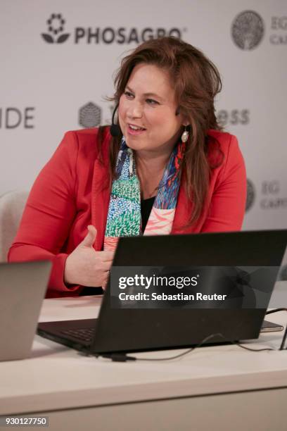 Chess grandmaster Judit Polgar is seen at the First Move Ceremony during the World Chess Tournament on March 10, 2018 in Berlin, Germany.