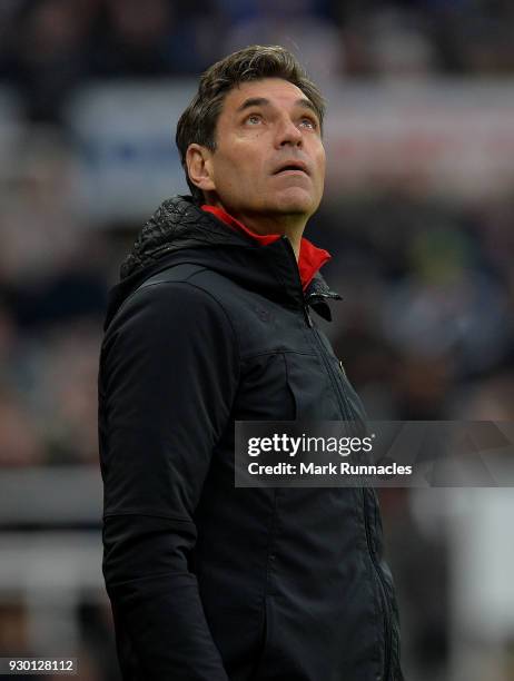 Southampton manager Mauricio Pellegrino on the touch line during the Premier League match between Newcastle United and Southampton at St. James Park...