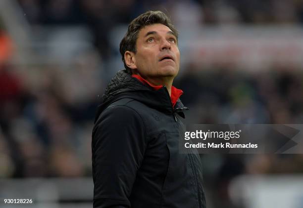 Southampton manager Mauricio Pellegrino on the touch line during the Premier League match between Newcastle United and Southampton at St. James Park...