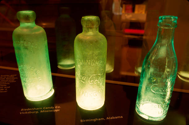 World of Coca Cola Museum c.1900, early bottles of the world famous carbonated soft drink.
