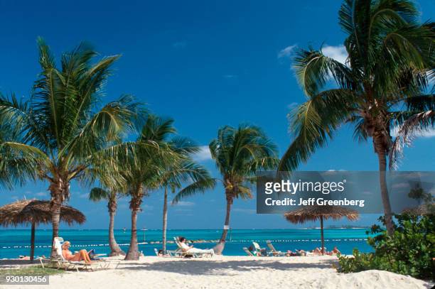 Bahamas, Nassau, Cable Beach with Palms.