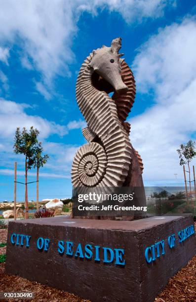 California, Monterey County, City of Seaside seahorse statue.