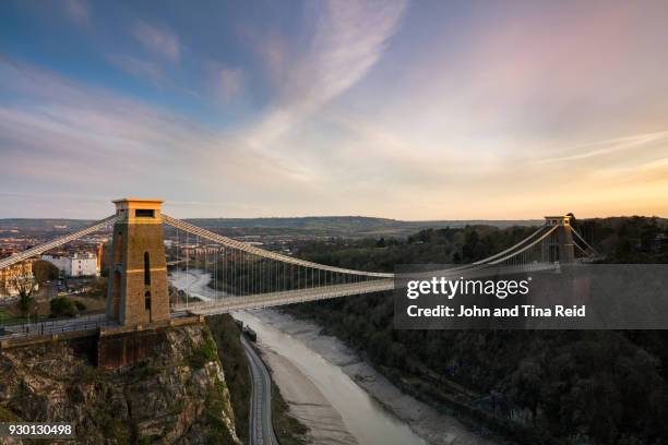 bristol clifton suspension bridge - clifton suspension bridge stock pictures, royalty-free photos & images